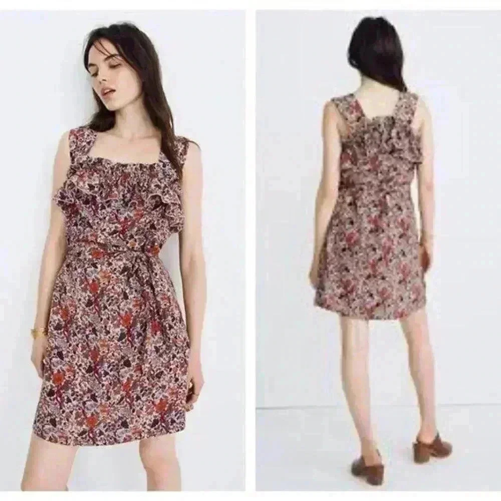 Madewell x Karen Walker Silk Rosalie Ruffle Dress